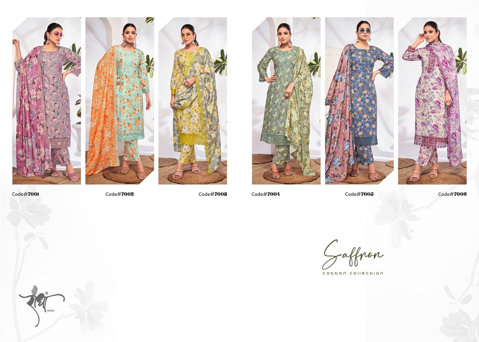 Saffron By Radha Trendz Printed Embroidery Cotton Salwar Kameez Wholesale Market In Surat